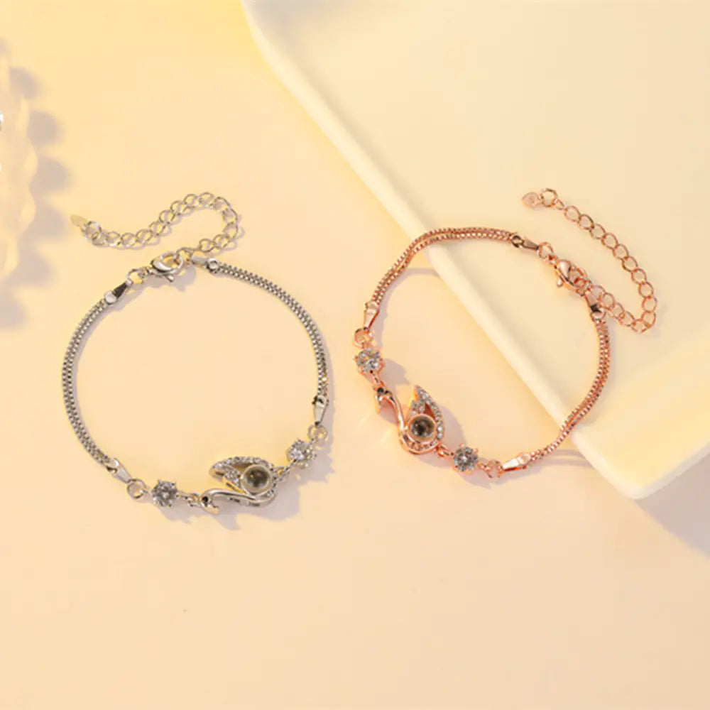 Elegant Black Swan Zircon Bracelet