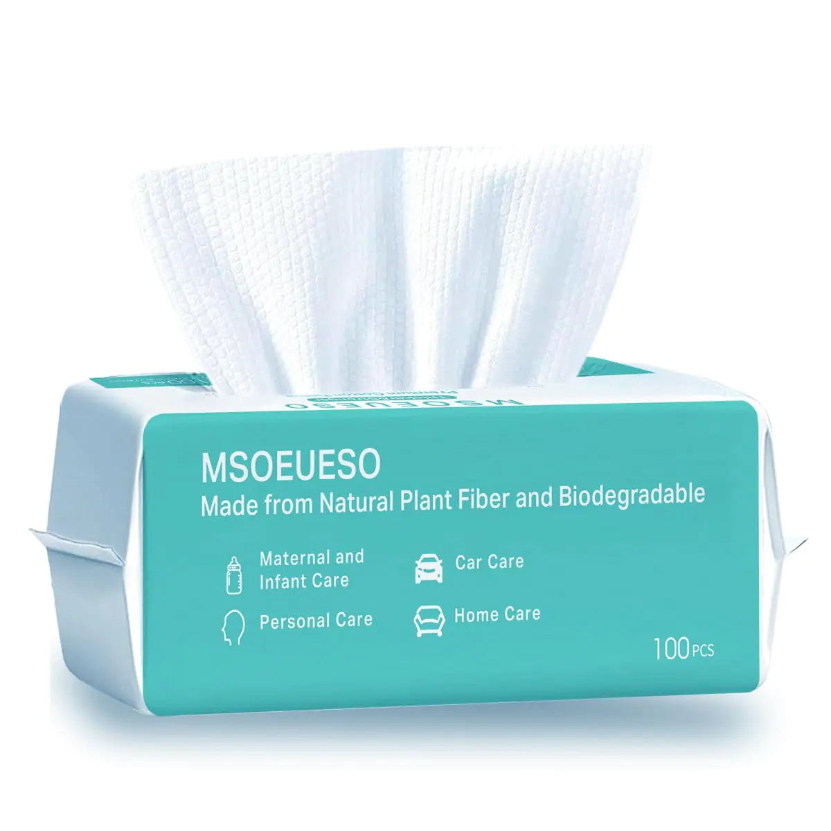 MSOEUESO Soft Dry Wipes Cotton Facial Tissues 100 Count Disposable Face Towel Cotton Clean Towels for Sensitive Skin Facial Cleansing Makeup Removing Surface Cleaning